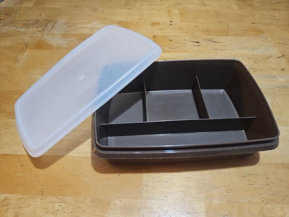 Tupperware Tuppercraft Stow N Go Brown Divided Container & Lid - No Insert 767